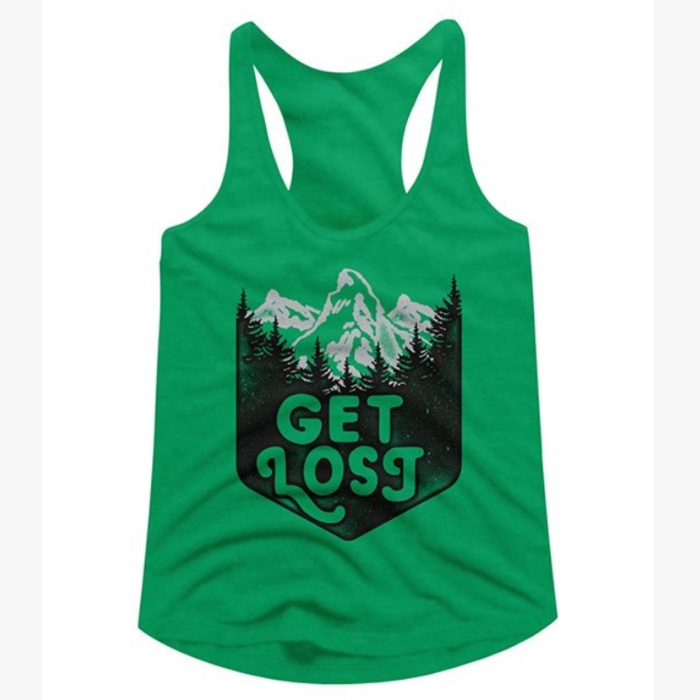 Green Racerback Tank “GET LOST” Size XL